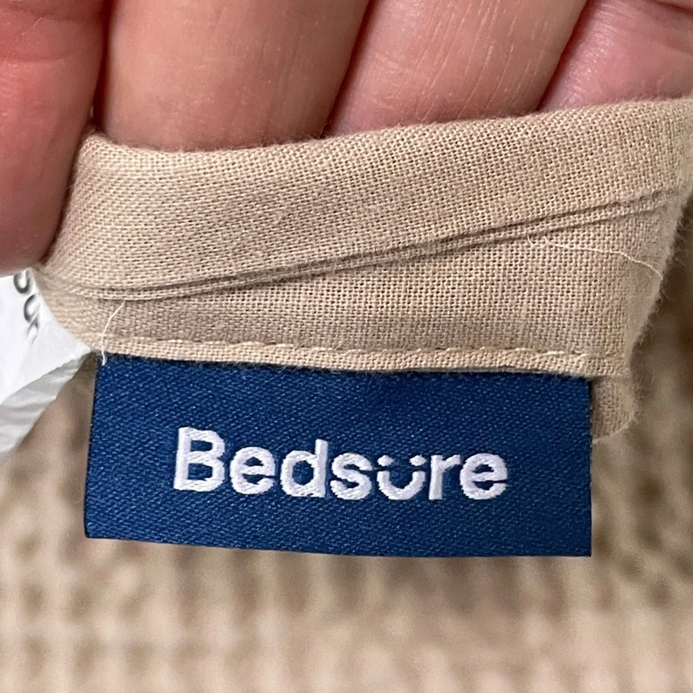 Bedsure Duvet Cover Unisex 82x86‎ Tan Excellent Waffle Weave 100% Cotton Button